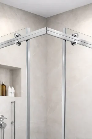 Verona schuifdeurrail voor douche - Hoek - Chroom Exclusieve Aanbieding