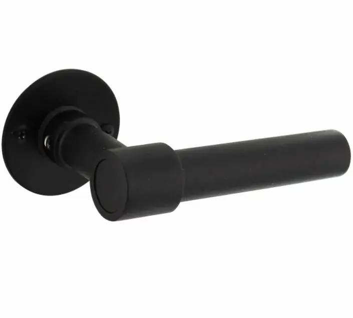 Tijdelijk Beschikbaar Intersteel enkele deurklink L-Model recht + ronde platte rozet 50×2 mm rvs/zwart
