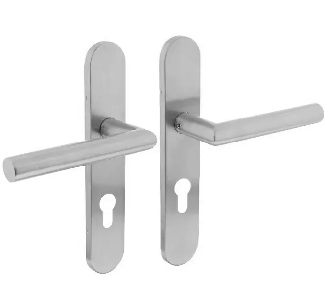 Op = Op Intersteel deurklink Jura op verdekt schild ovaal PC92 mm rvs