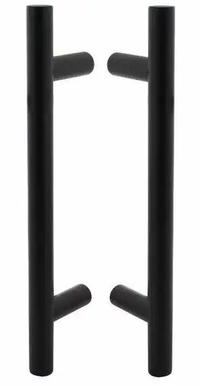 Hoge Kwaliteit Set deurgrepen T-vorm 700x65x20 HoH 500 mm rvs/mat zwart