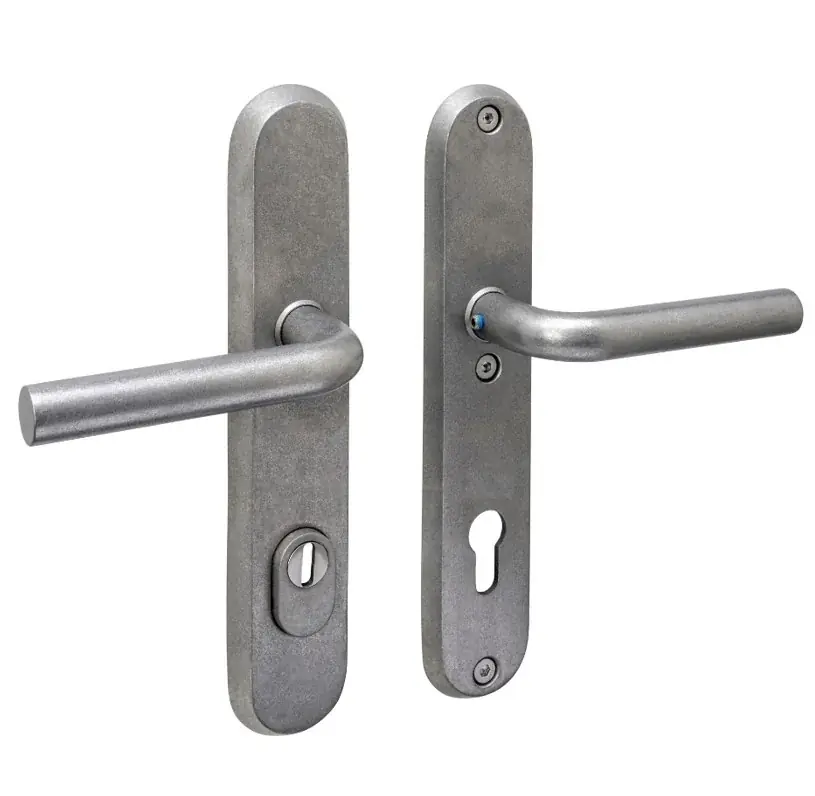 Direct Verzonden Intersteel SKG3 veiligheidsbeslag ovaal kruk/kruk Luzern PC92mm met kerntrekbeveiliging rvs getrommeld