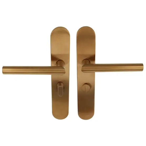 Populair Deurklink op schild links toiletsluiting 63/8 mm BASICS LBII-19P13WC PVD licht brons