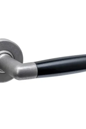Aanbieding Intersteel enkele deurklink Combinatie op rozet verdekt ø53x10mm rvs getrommeld/zwart