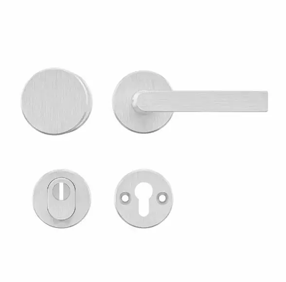 AXA set veiligheidsbeslag op ronde rozet met kerntrekbeveiliging knop/kruk SKG3 aluminium F1 Uitverkoop