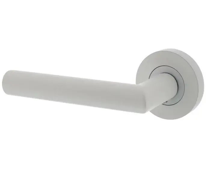 Bestseller Intersteel enkele deurklink Bastian links op ronde rozet 52x10mm met nokken wit