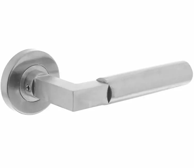 Intersteel enkele deurklink Bau-Stil rechts op rond rozet rvs Tijdelijk Beschikbaar