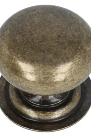 Beperkte Voorraad Knop messing antiek 18 mm met vaste rozet