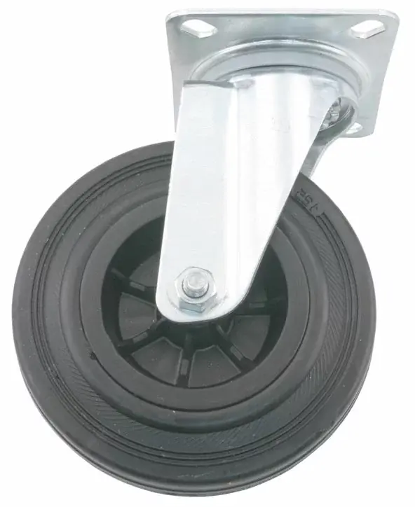 Transport Zwenkwiel met bevestigingsplaat 80 mm Premium