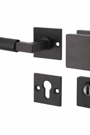 Weekendaanbieding SKG3 knop/kruk op rozet Bauhaus links + kerntrekbeveiliging mat zwart
