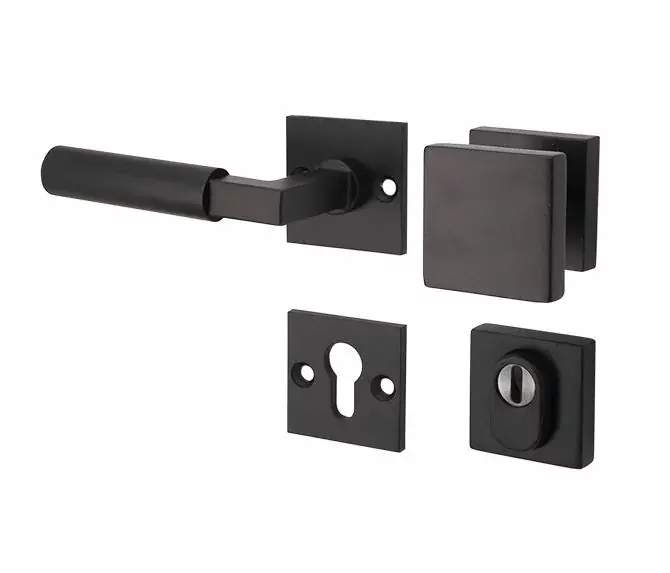 Weekendaanbieding SKG3 knop/kruk op rozet Bauhaus links + kerntrekbeveiliging mat zwart