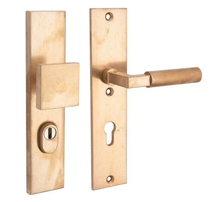 Veilige Betaling SKG3 PC92 knop/kruk op schild Bauhaus rechts + kerntrekbeveiliging messing antiek