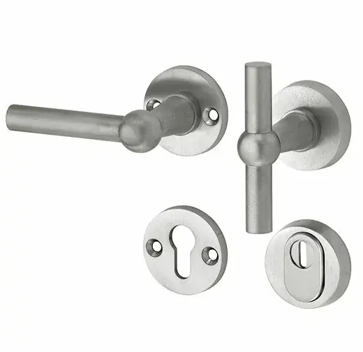 SKG3 knop/kruk op rozet Chemin de Fer links + kerntrekbeveiliging mat nikkel/mat nikkel PVD Goedkoop