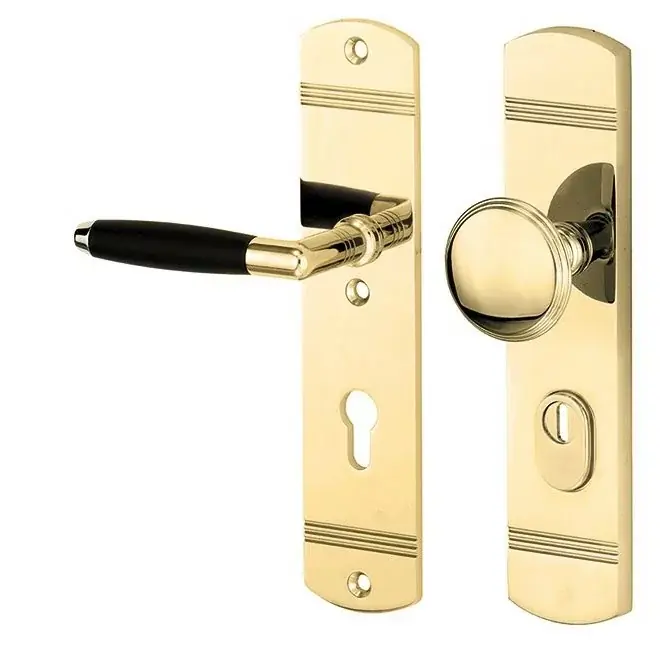 Alleen Vandaag SKG3 PC92 knop/kruk op schild Ton links + kerntrekbeveiliging messing ongelakt