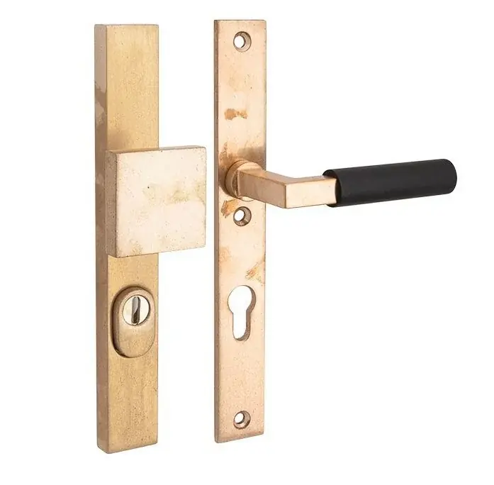 Direct Verzonden SKG3 PC55 knop/kruk op smalschild Bauhaus ebben rechts + kerntrekbeveiliging messing antiek