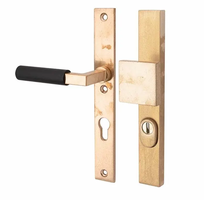 Rechtstreeks Van De Fabrikant SKG3 PC55 knop/kruk op smalschild Bauhaus ebben links + kerntrekbeveiliging messing antiek