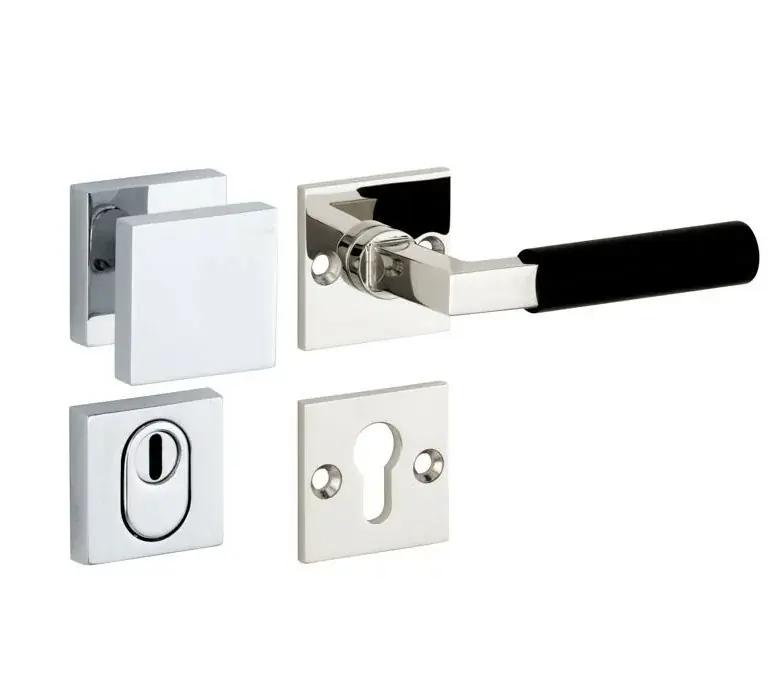 Flitsaanbieding SKG3 knop/kruk op rozet Bauhaus ebben rechts + kerntrekbeveiliging glans nikkel/glans chroom
