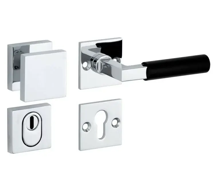 Direct Verzonden SKG3 knop/kruk op rozet Bauhaus ebben rechts + kerntrekbeveiliging glans chroom