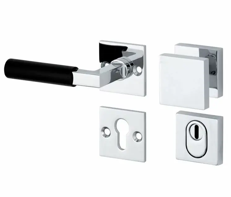 Veilige Betaling SKG3 knop/kruk op rozet Bauhaus ebben links + kerntrekbeveiliging glans chroom
