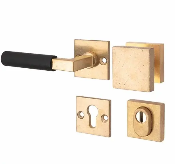 Express Levering SKG3 knop/kruk op rozet Bauhaus ebben links + kerntrekbeveiliging messing antiek