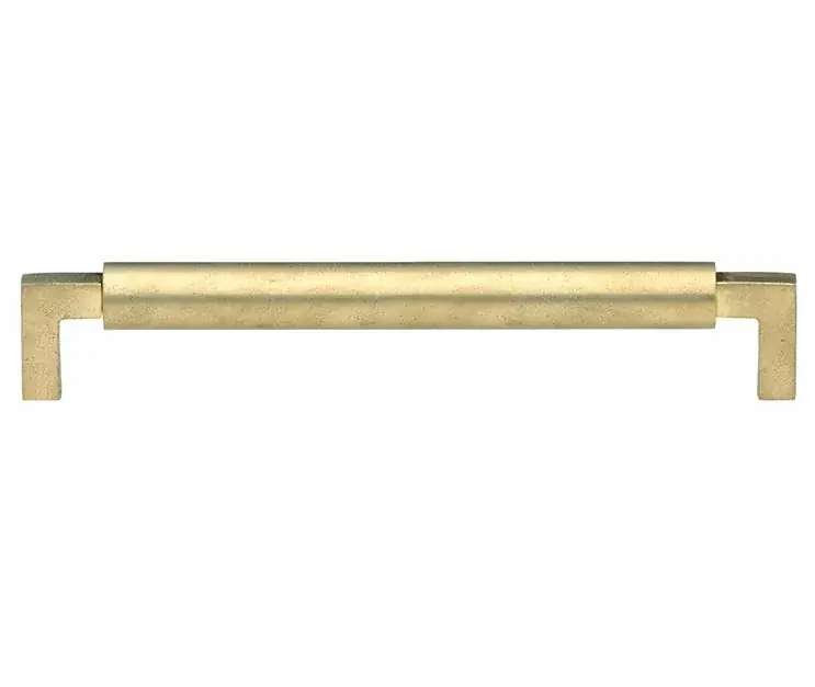 Meubelgreep Bauhaus 96 mm messing antiek Tijdelijk Beschikbaar