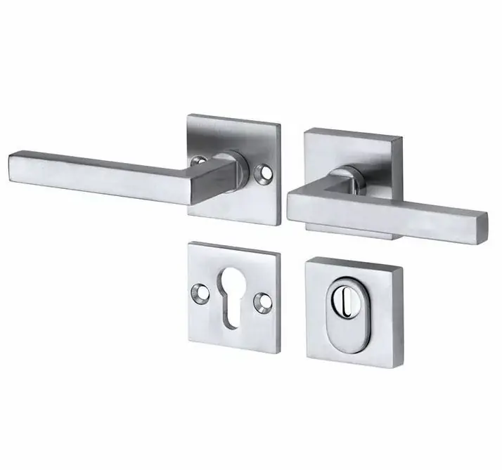 SKG3 kruk/kruk op rozet Kare links + kerntrekbeveiliging mat chroom Fabrieksprijs