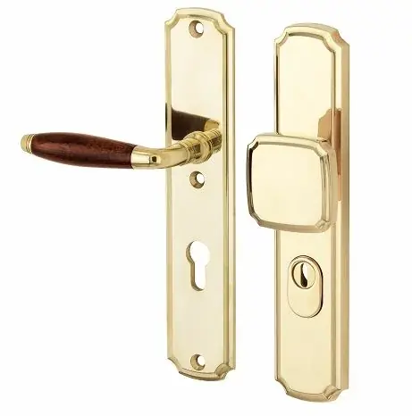 Rechtstreeks Van De Fabrikant SKG3 PC72 knop/kruk op schild Bonton bubinga links + kerntrekbeveiliging messing ongelakt