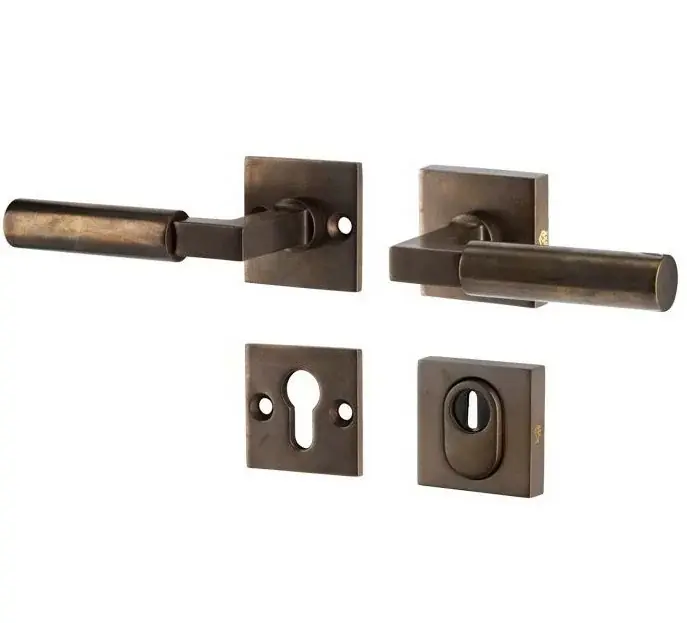 SKG3 kruk/kruk op rozet Bauhaus links + kerntrekbeveiliging messing antiek brons Superprijs