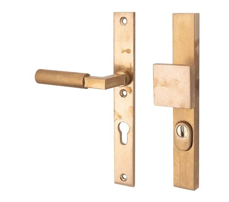 SKG3 PC92 knop/kruk op smalschild Bauhaus links + kerntrekbeveiliging messing antiek Rechtstreeks Van De Fabrikant