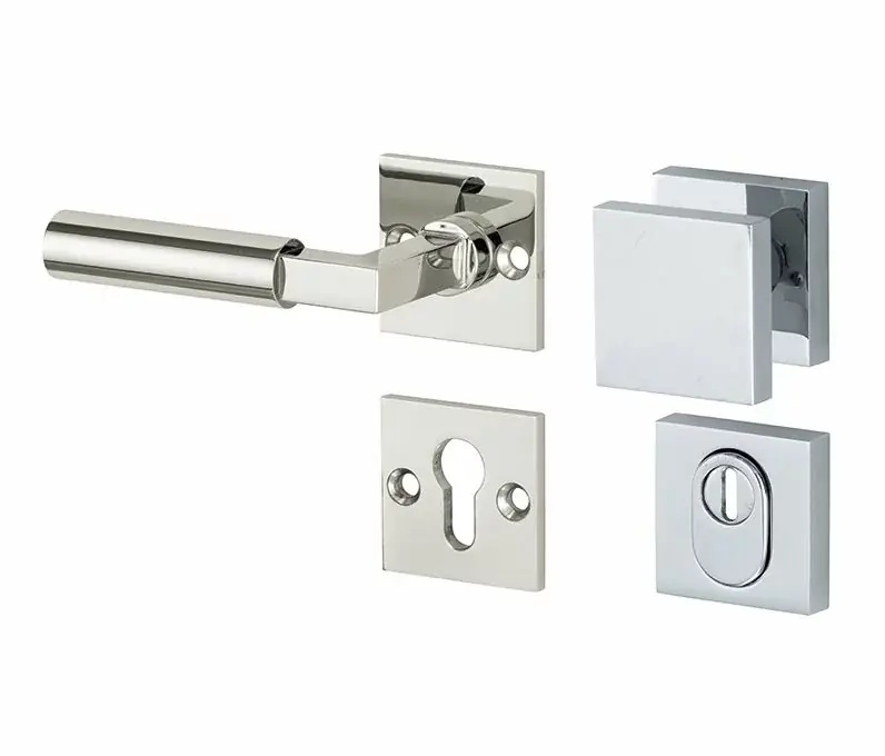 SKG3 knop/kruk op rozet Bauhaus links + kerntrekbeveiliging glans nikkel/glans chroom Speciale Aanbieding