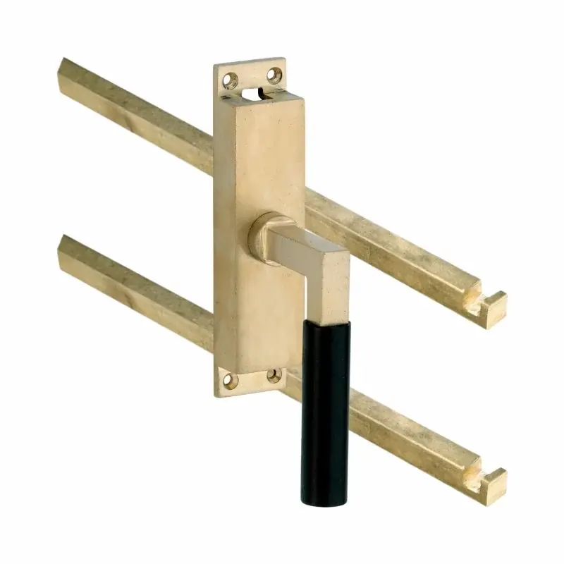Kruk-espagnolet Bauhaus ebben rechts messing antiek inclusief 2 stangen Dagaanbieding