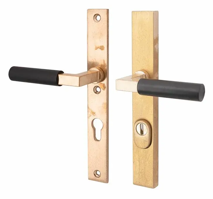Bestseller SKG3 PC55 kruk/kruk op smalschild Bauhaus ebben links + kerntrekbeveiliging messing antiek