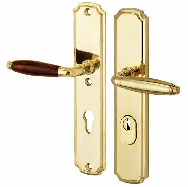 SKG3 PC92 kruk/kruk op schild Bonton bubinga links + kerntrekbeveiliging messing ongelakt Lage Kosten
