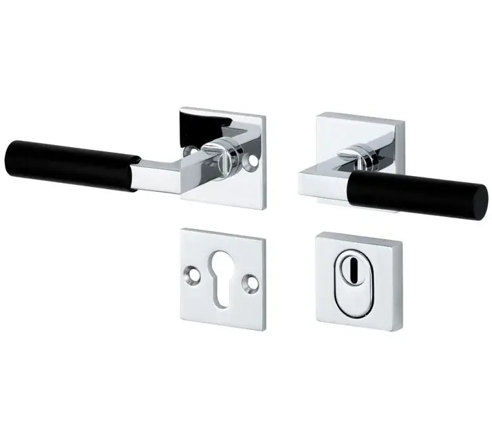 SKG3 kruk/kruk op rozet Bauhaus ebben links + kerntrekbeveiliging glans chroom Hete Deal