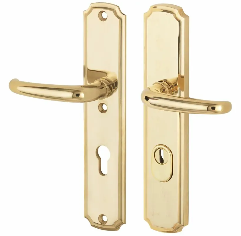SKG3 PC72 kruk/kruk op schild Halfsabel/Art-Nouveau links + kerntrekbeveiliging messing ongelakt Favoriet