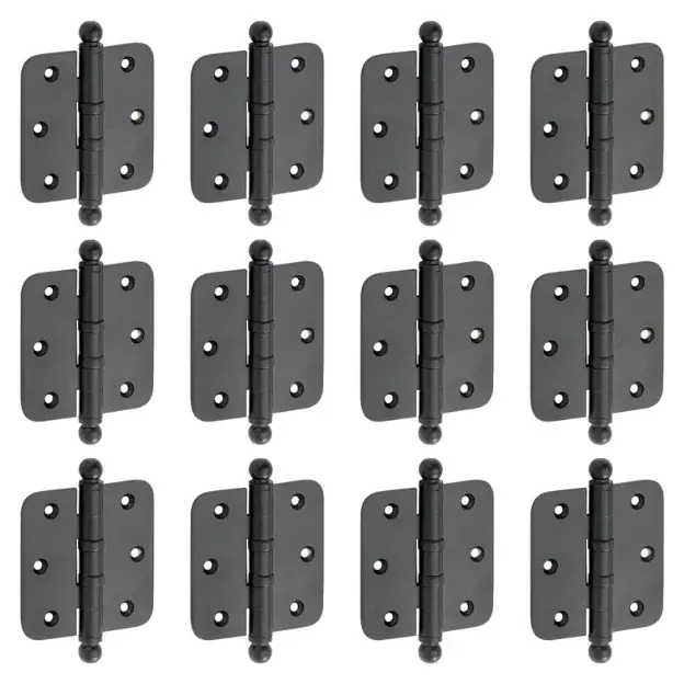 Finale Uitverkoop Set van 12 kogellagerscharnieren 76×76 ronde hoek bol mat zwart