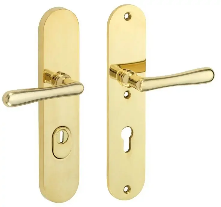 Shop Nu SKG3 PC55 kruk/kruk op ovaal schild Linea rechts + kerntrekbeveiliging messing ongelakt