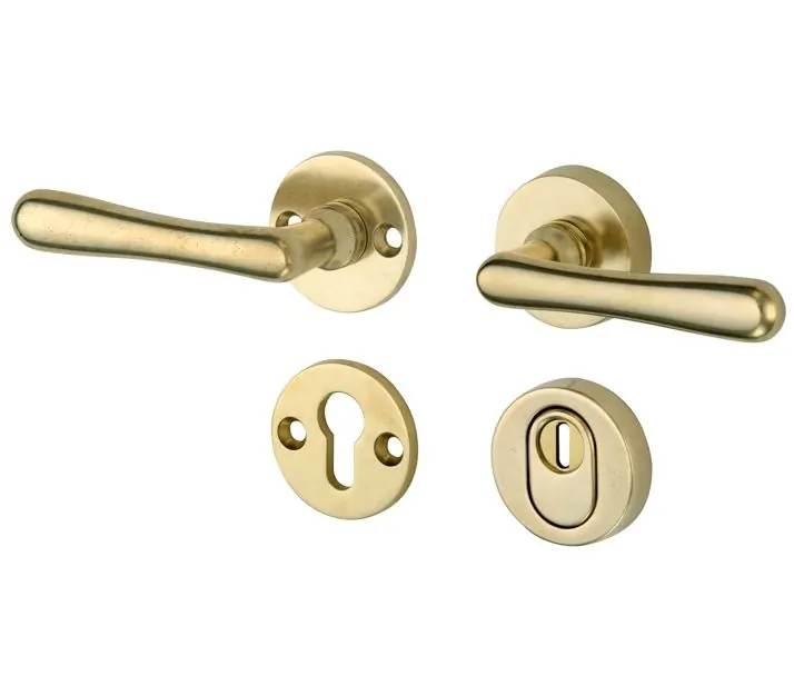 SKG3 kruk/kruk op rozet Linea links + kerntrekbeveiliging messing antiek Snelle Levering