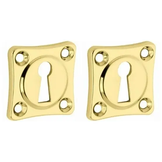 Superprijs Set van twee sleutelplaatjes vierkant 38 mm messing gelakt