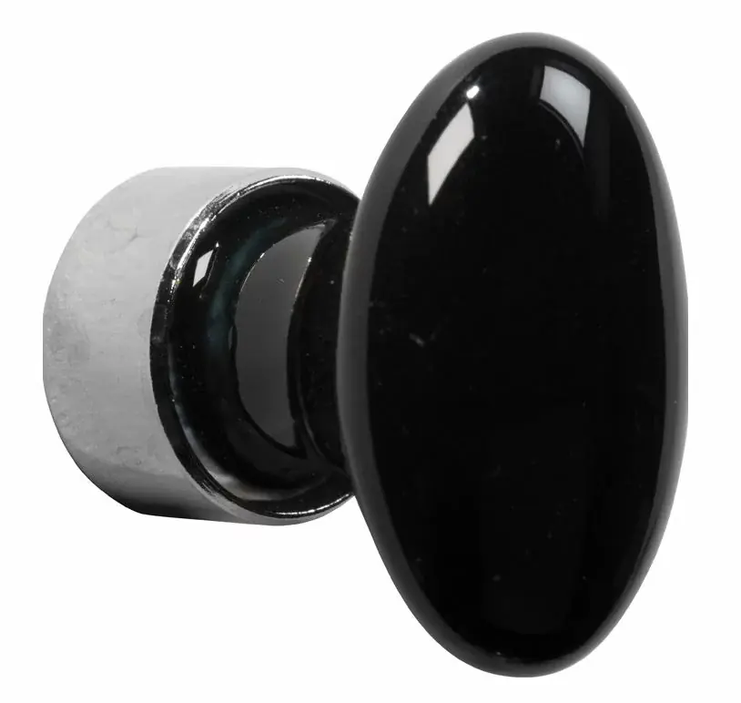 Meest Verkocht Meubelknop ovaal porselein 42mm zwart/glans nikkel