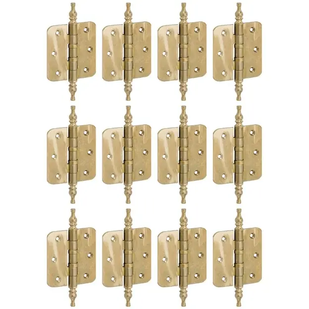 Set van 12 kogellagerscharnieren 76×76 ronde hoek vaas messing antiek Seizoensaanbieding