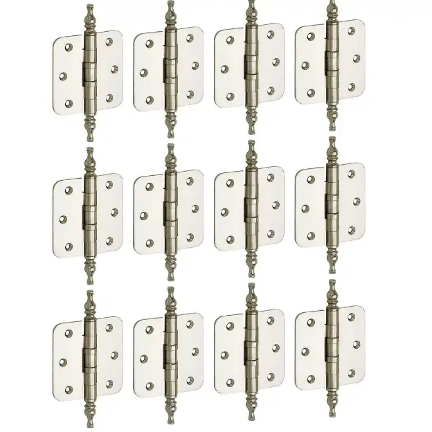 Bestel Nu Set van 12 kogellagerscharnieren 76×76 ronde hoek vaas glans nikkel