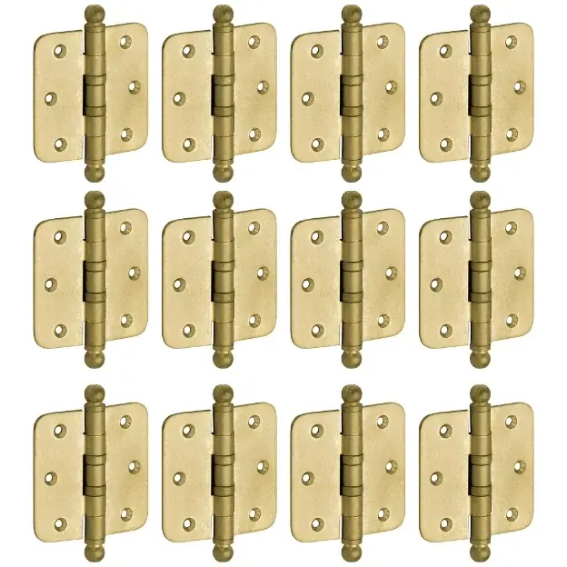 Alleen Vandaag Set van 12 kogellagerscharnieren 76×76 ronde hoek bol messing antiek