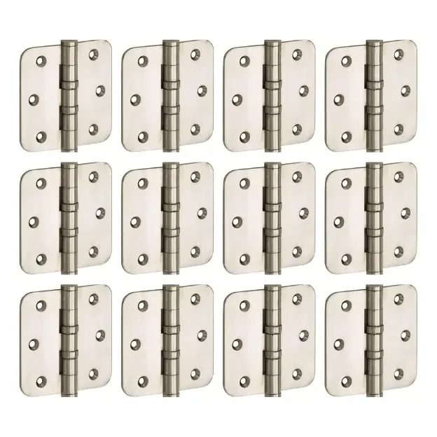 Laatste Kans Set van 12 kogellagerscharnieren 76×76 ronde hoek vlak glans nikkel
