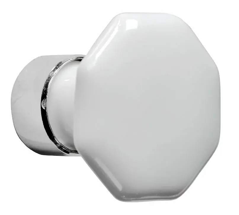 Koop Online Meubelknop Octo porselein 34mm wit/glans nikkel