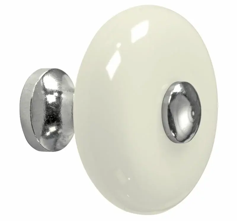 Beperkt Aanbod Meubelknop Lara porselein 34mm ivoor/glans nikkel