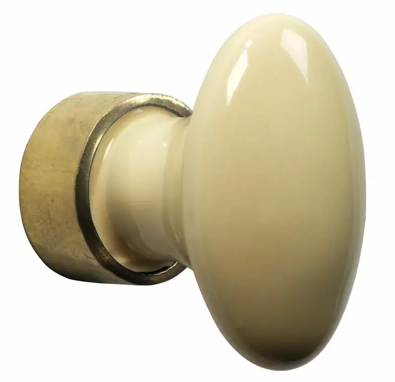 Bestel Nu Meubelknop ovaal porselein 33mm messing ongelakt/vanille