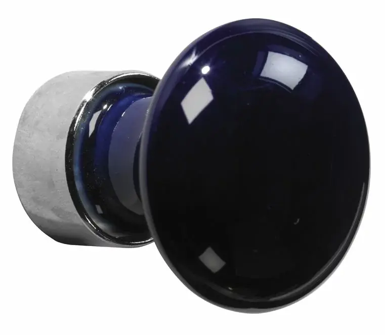 Laatste Versie Meubelknop Paddenstoel porselein 30mm glans nikkel/sevresblauw
