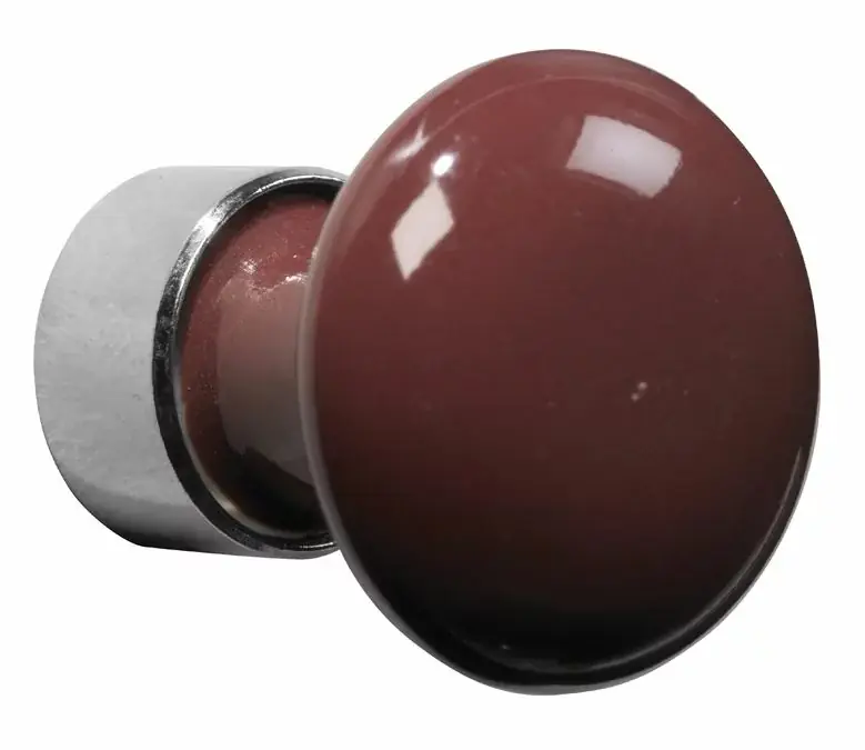 Beste Prijs Meubelknop Paddenstoel porselein 30mm glans nikkel/bordeaux
