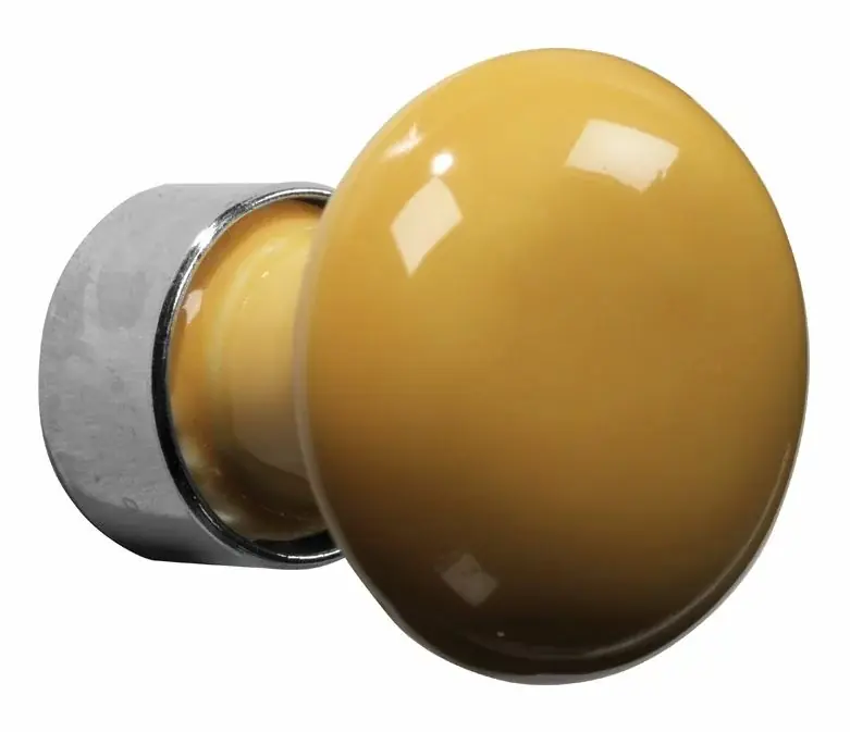 Aanbieding Meubelknop Paddenstoel porselein 30mm glans nikkel/eigeel