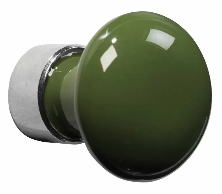 Meubelknop Paddenstoel porselein 30mm glans nikkel/keizergroen Uitverkoop